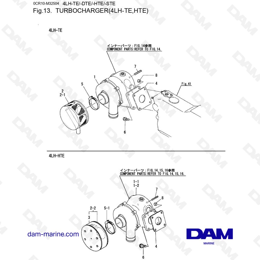 Spare parts and exploded views for Yanmar 4LH-DTE